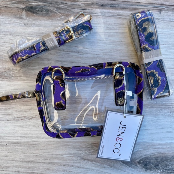 NWT - Clear Convertible Belt Bag & Crossbody - Purple Metallic trim - Picture 2 of 4